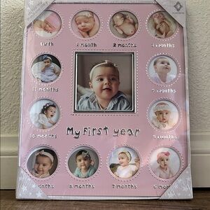 Pink Baby's First Year Photo Frame